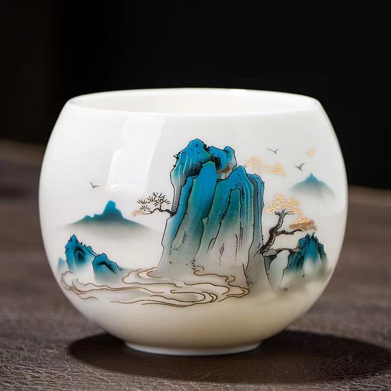Chinese style goat fat jade ceramic tea cup