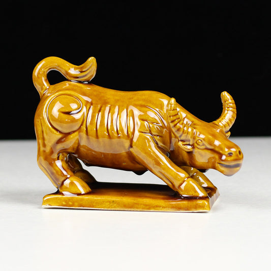 Tang Sancai ox ceramic yellow ox figurine