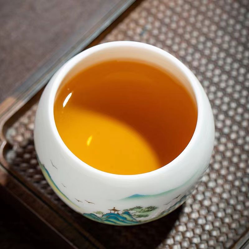 Chinese style goat fat jade ceramic tea cup