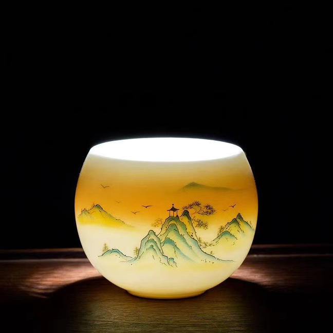 Chinese style goat fat jade ceramic tea cup
