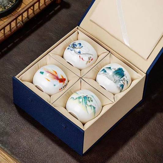 Chinese style goat fat jade ceramic tea cup